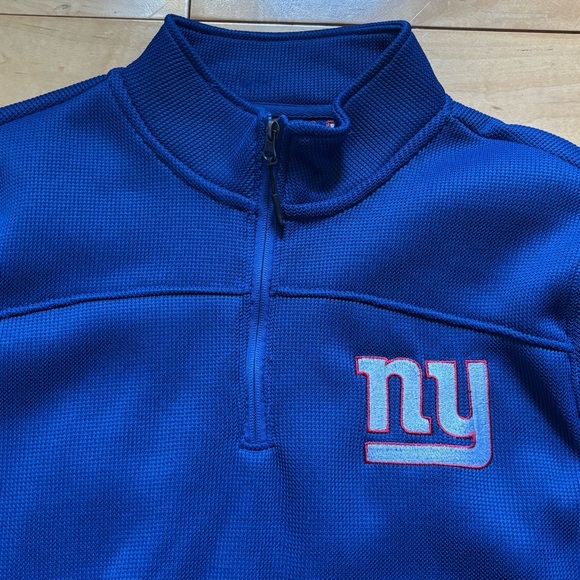 New York Giants Quarter Zip Pullover Mens Size Medium NFL Team Apparel Blue Gray - Picture 3 of 6